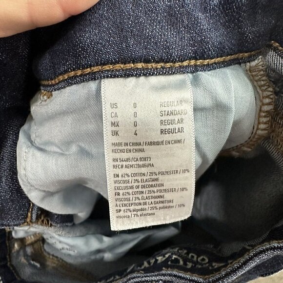 American Eagle Jeans Size 0 Distressed Curvy Hi Rise Jegging Wash Blue Denim - Picture 8 of 8